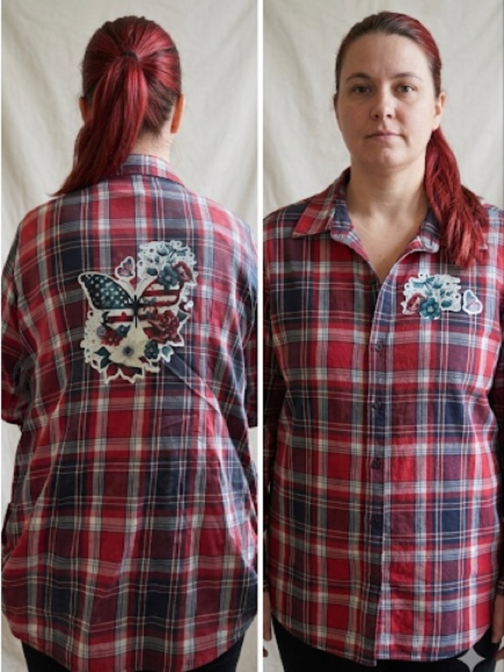 No Boundaries Red, Blue & White Plaid Shirt with image